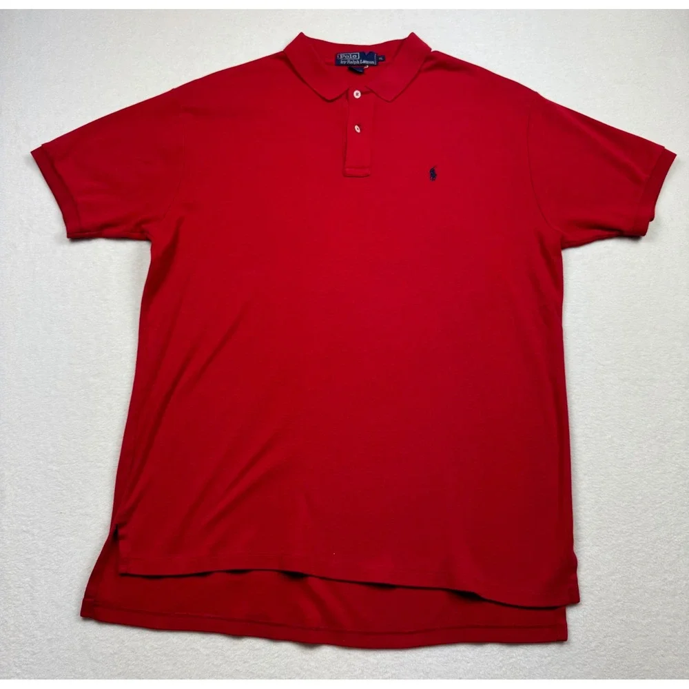 Polo Ralph Lauren Polo Shirt Red Mens‎ XL Classic Fit Cotton Blue Pony USA READ